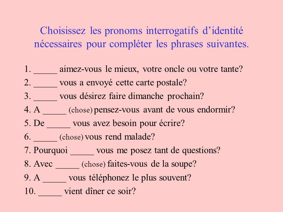 Quel Lequel Auquel Duquel Et Les Pronoms Interrogatifs Didentit